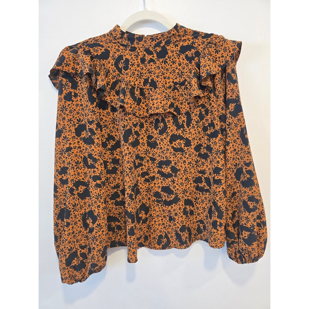 Top Shop Beautiful Orange and Black Blouse Size 8 Preloved